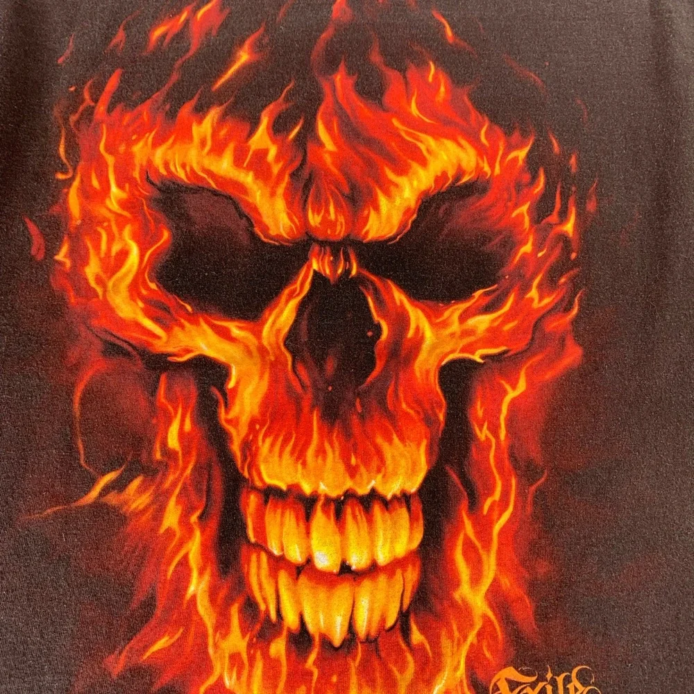 Vintage 90s-00s Exile fire Skull T-shirt Size XL - Picture 2 of 7
